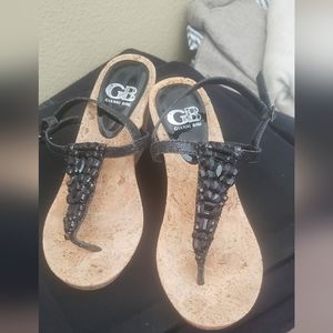 Beaded Cork Wedge Sandals by Gianni Bini. Size 7.